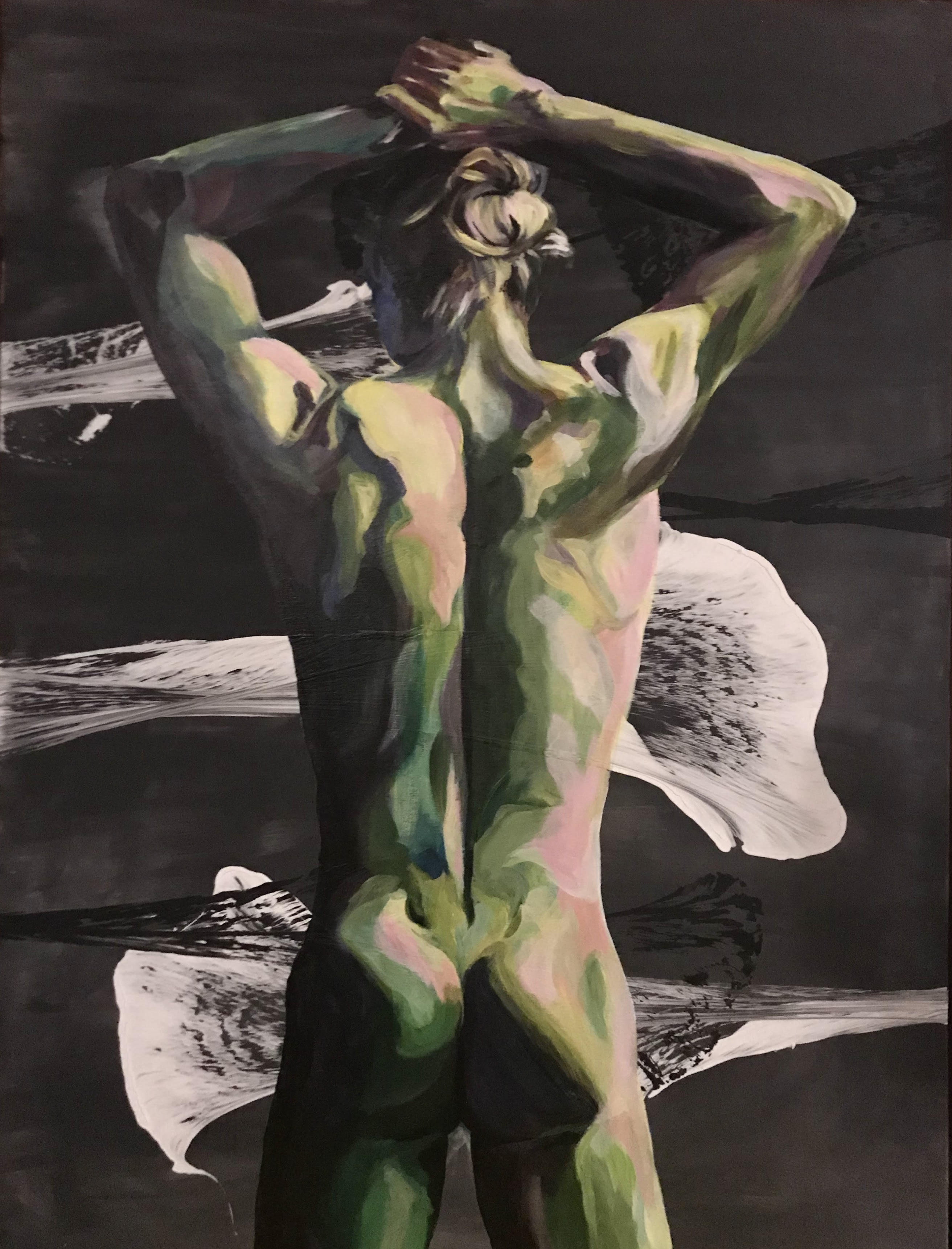 Nude painting of a man facing away from the viewer.